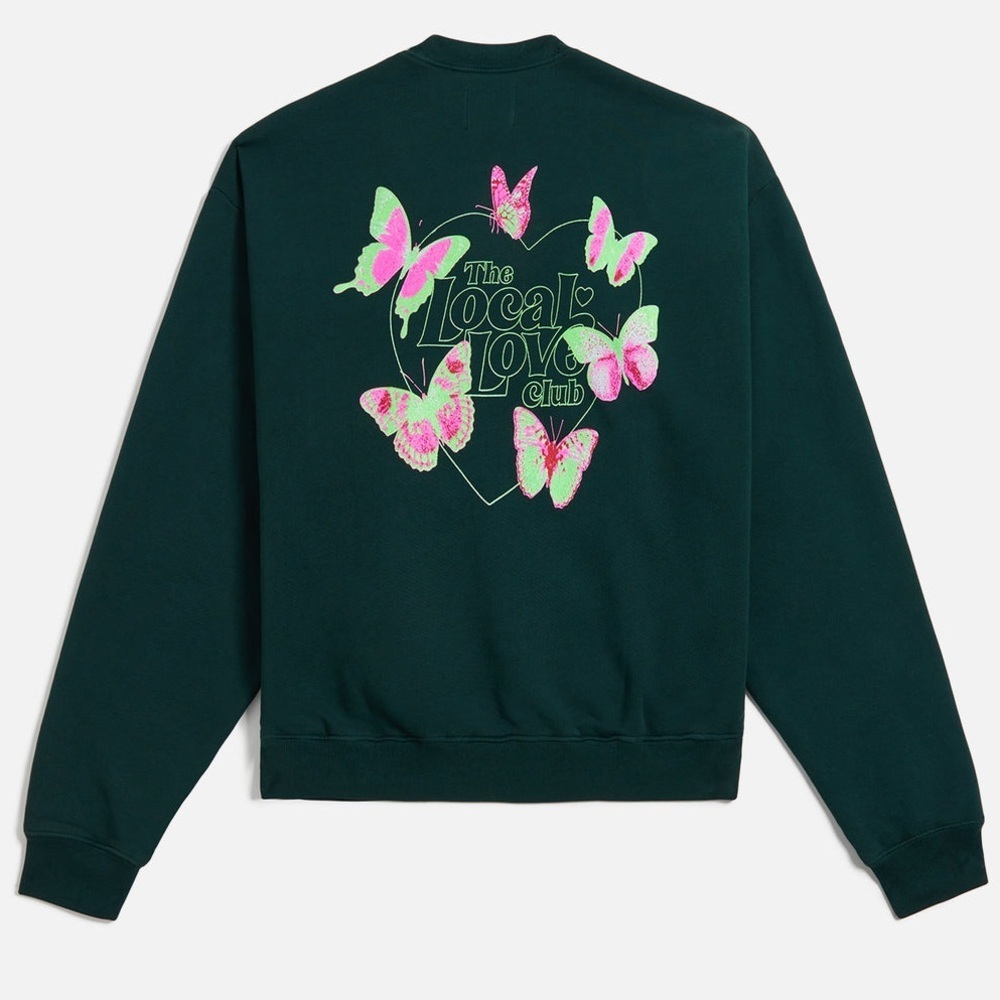 The Local Love Club Aura Crewneck Sweatshirt Green pullover Graphic Small - Picture 3 of 12